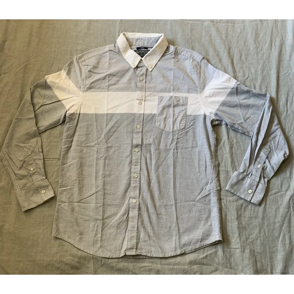 American Rag Shirt Men's Large Gray Long Sleeve Button Down‎